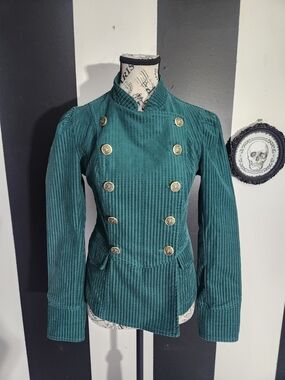 Double-Breasted Green Military Jacket